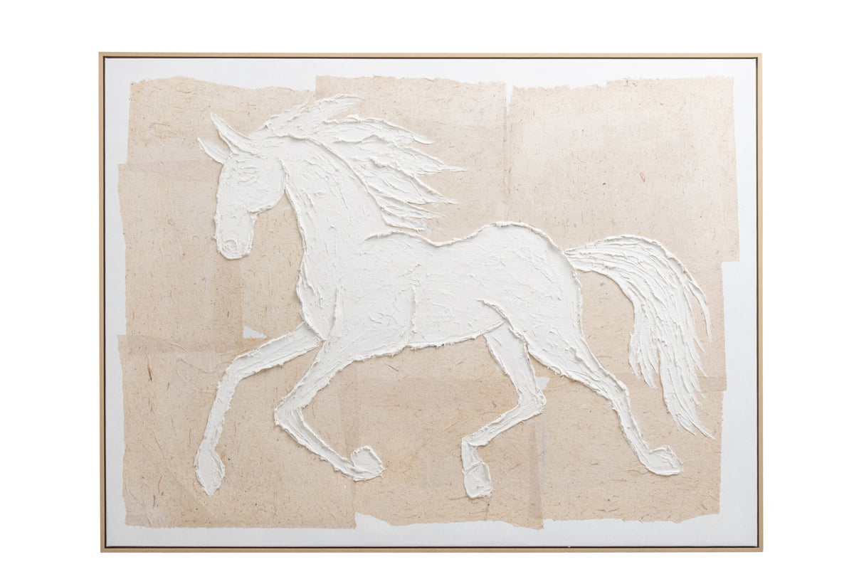 Painting Horse Acrylic Beige/White