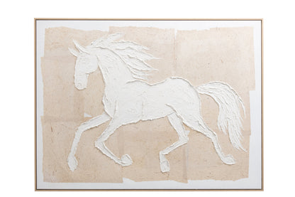 Painting Horse Acrylic Beige/White