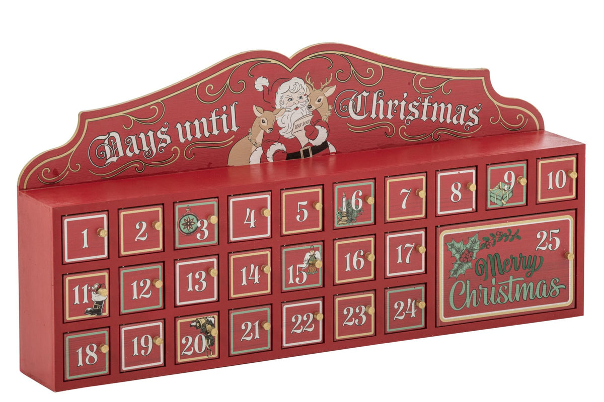 Advent Calendar Wood Red/White