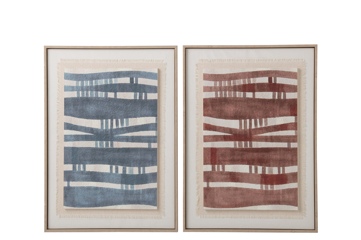Painting Canvas Dark Blue/Rust Brown Assortment Of 2