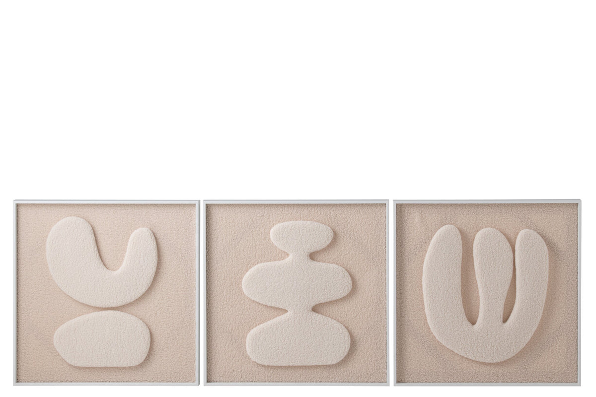 Painting MDF Ecru/White Assortment Of 3