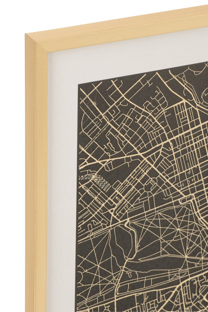 Wall Decoration London Paris Canvas Black/Gold Assortment Of 2