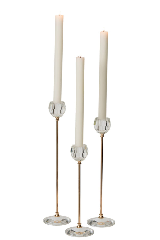 Set Van 3 Kaarshouder Kristal Transparant