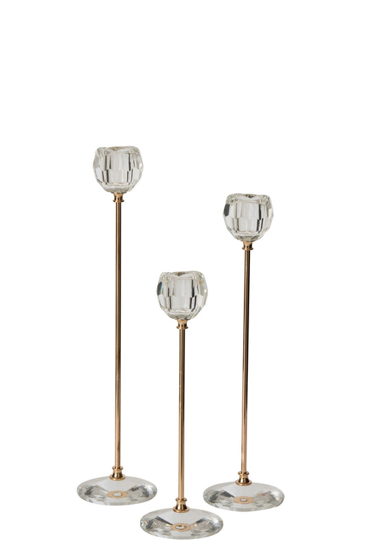 Set Van 3 Kaarshouder Kristal Transparant
