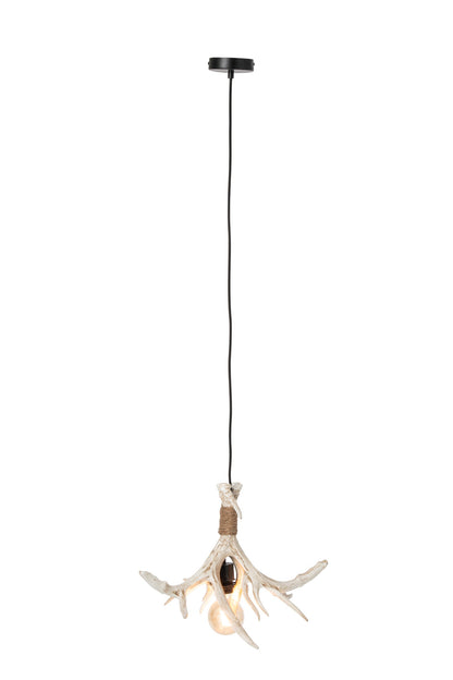 Small light beige polyresin antler ceiling light