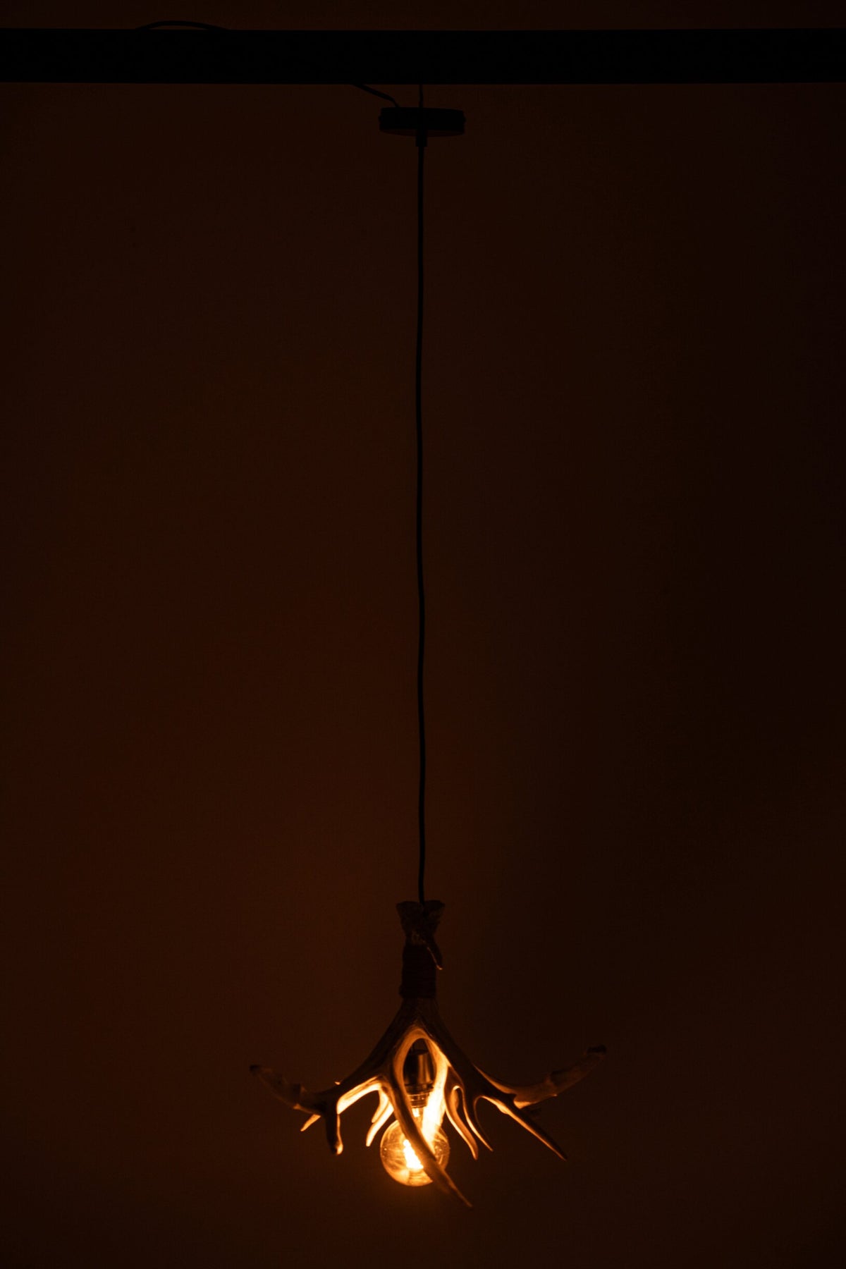 Small light beige polyresin antler ceiling light