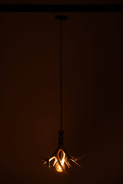 Small light beige polyresin antler ceiling light