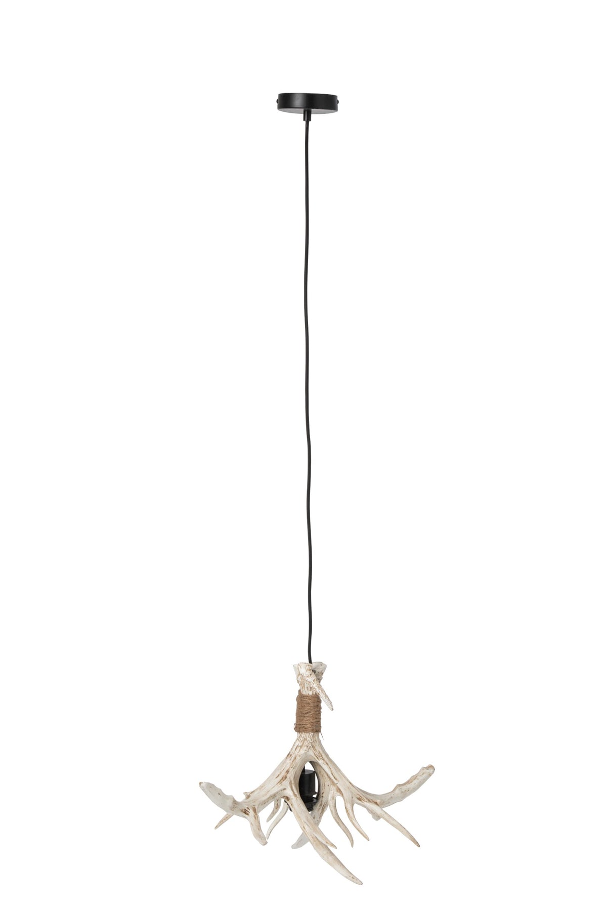 Small light beige polyresin antler ceiling light
