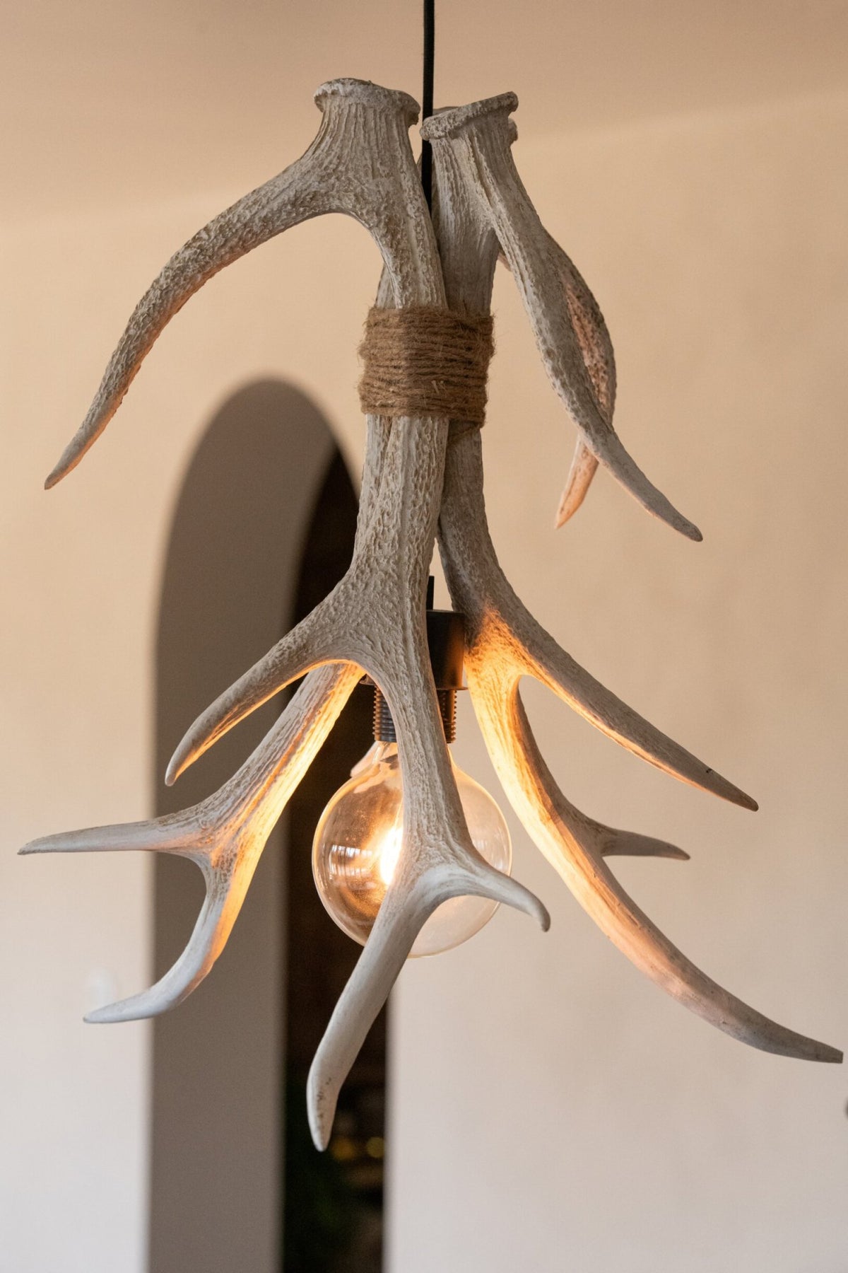 Ceiling lamp antler polyresin light beige large