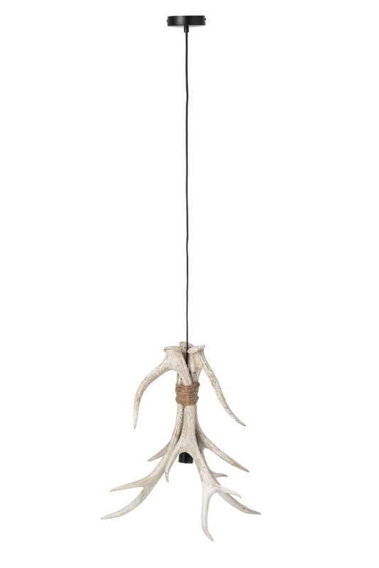 Plafonnier bois de cerf polyrésine beige clair grand