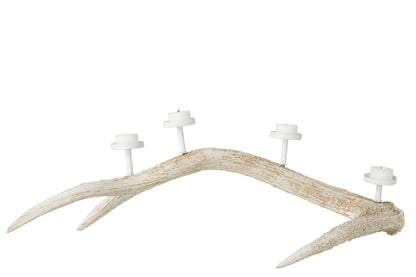 Kaarshouder Gewei Polyresin Lichtbeige Small