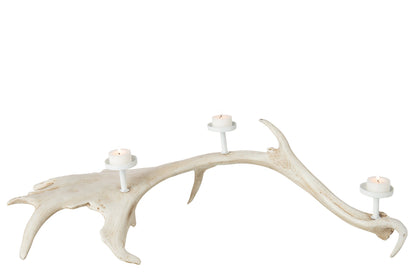 Kaarshouder Gewei Polyresin Lichtbeige Large