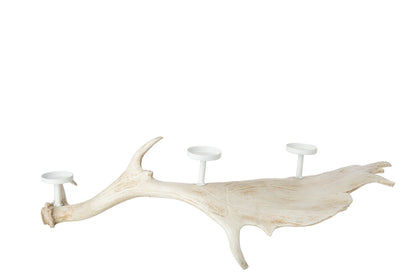 Kaarshouder Gewei Polyresin Lichtbeige Large