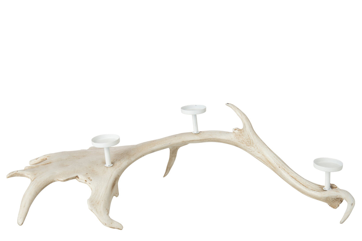 Kaarshouder Gewei Polyresin Lichtbeige Large