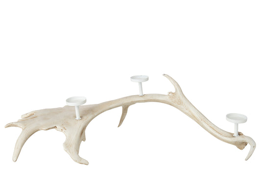Kaarshouder Gewei Polyresin Lichtbeige Large