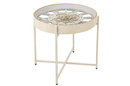 Coffee Table Clock Iron White/Gold