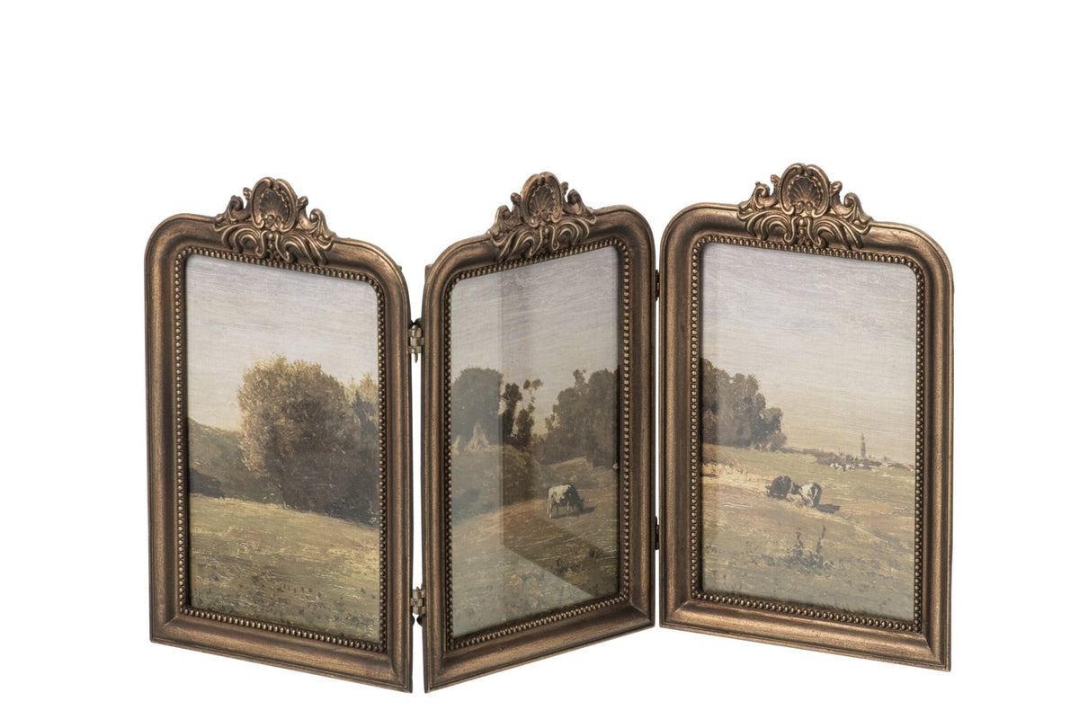 Painting Triptych Pewter Multi