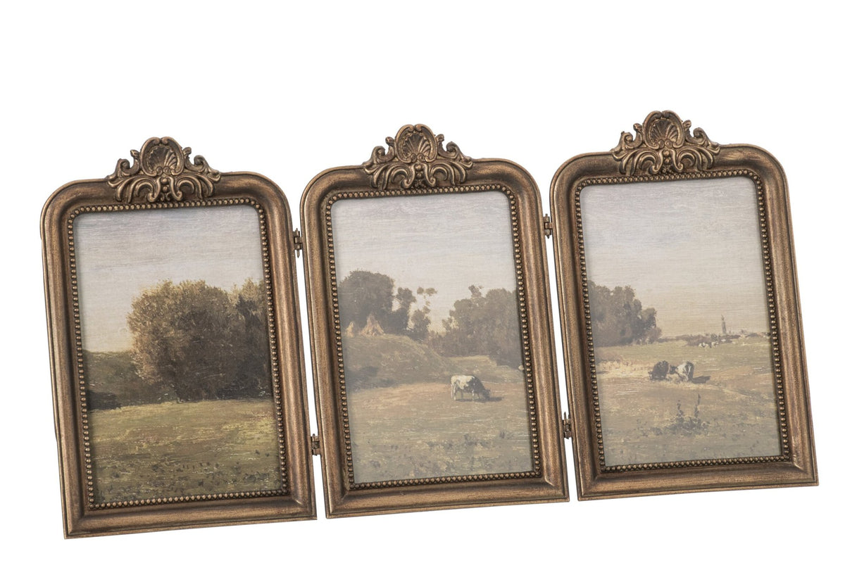 Painting Triptych Pewter Multi