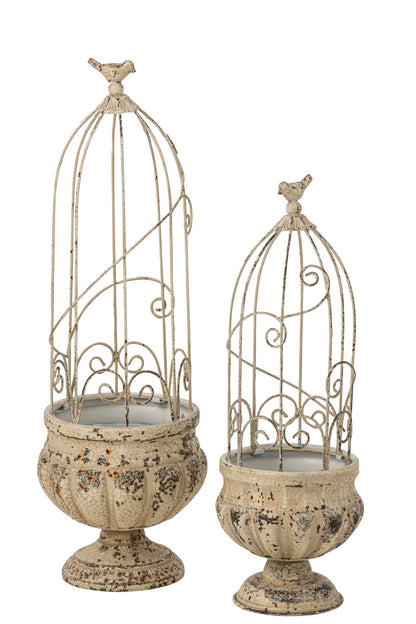 Set Of 2 Flowerpot Metal Off-White