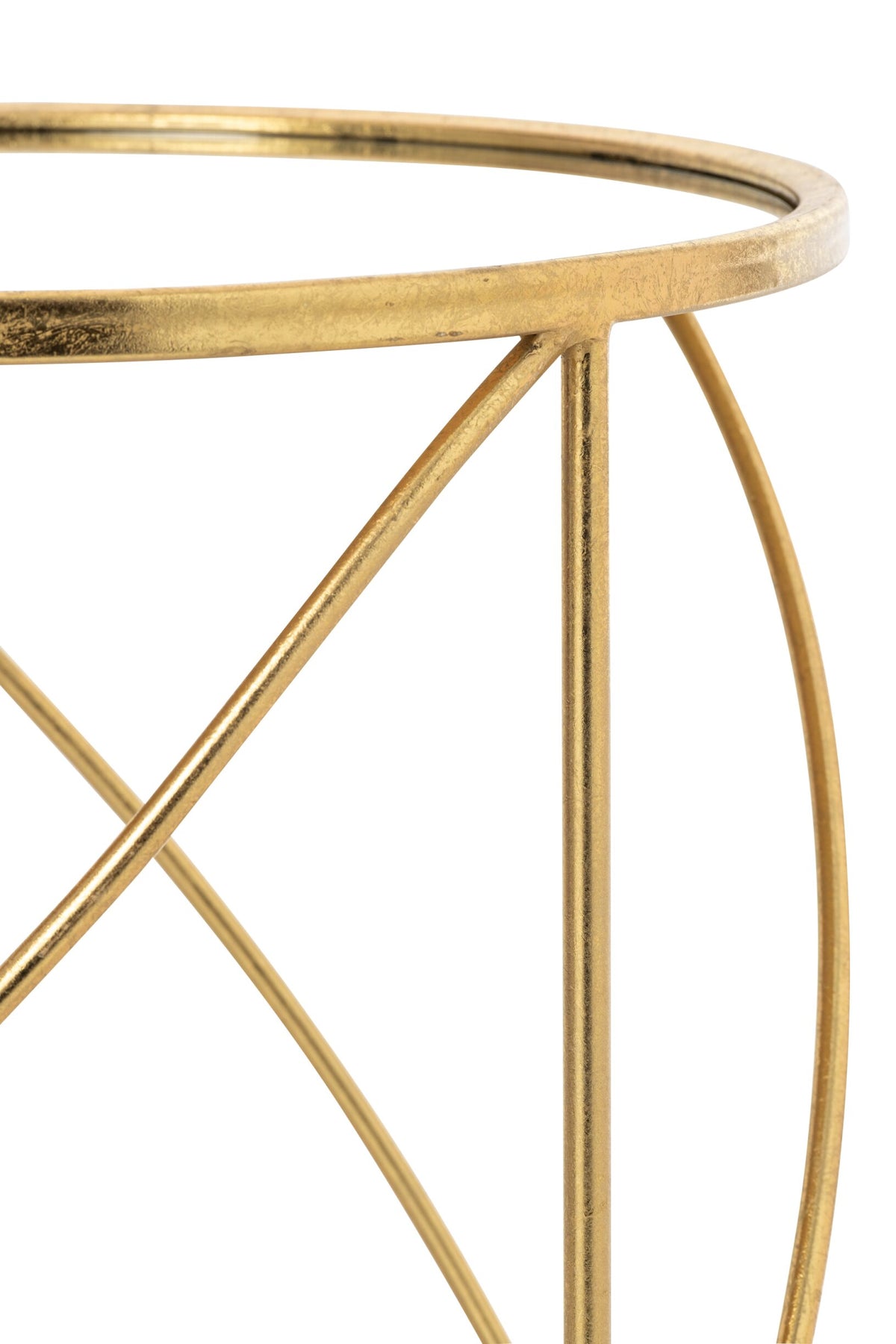 Juego De 2 Mesa Auxiliar Metal Oro