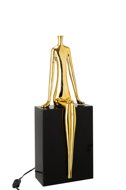Table lamp seated silhouette metal gold/black