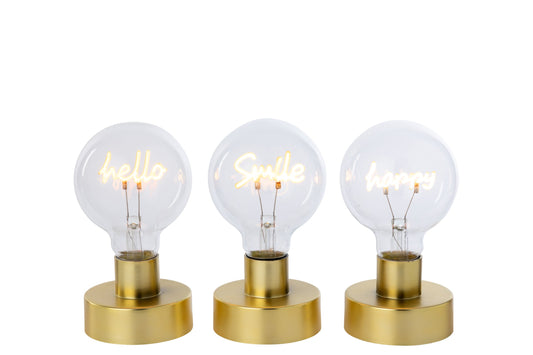 Table lamp hello smile happy glass gold assortment of 3