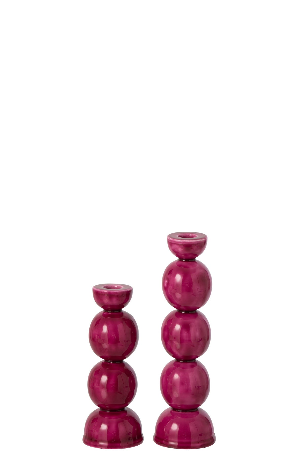 Set Van 2 Kaarshouder Ijzer Fuchsia