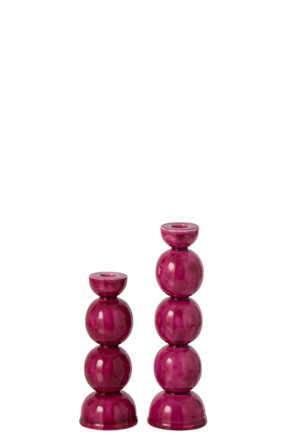 Set Van 2 Kaarshouder Ijzer Fuchsia