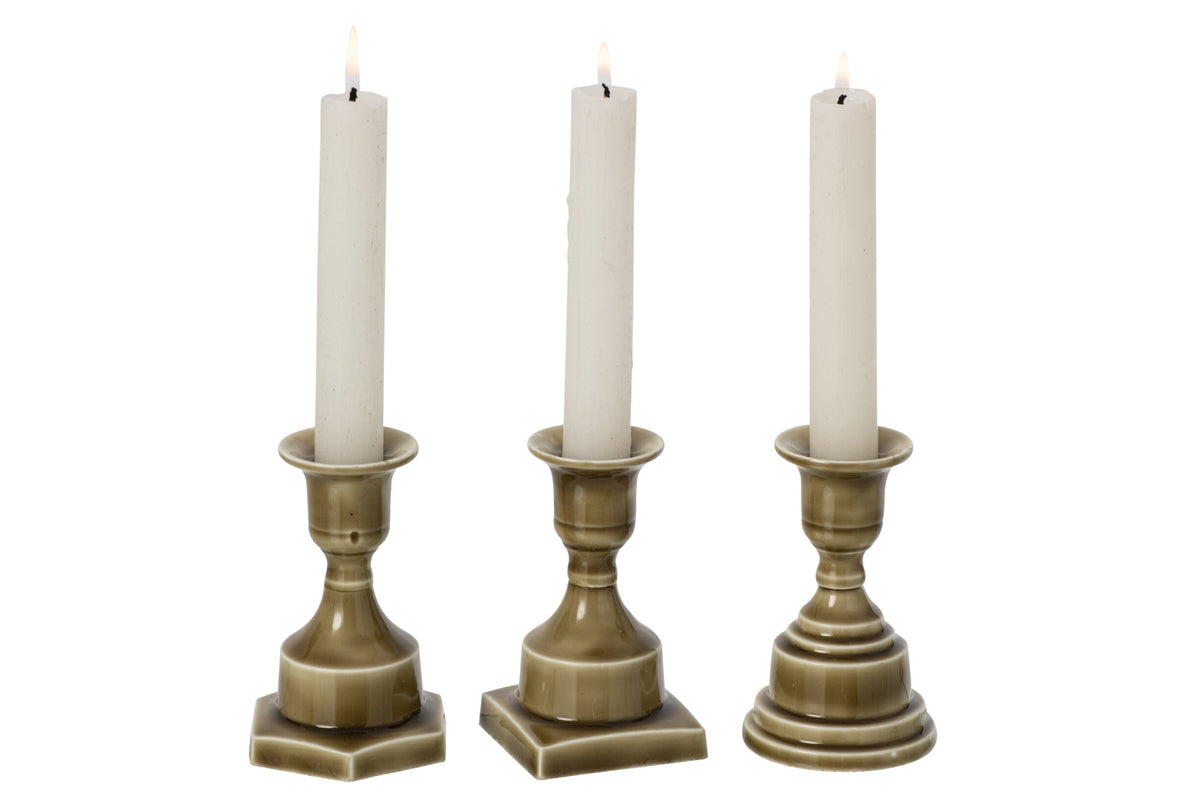 Kaarshouder Aluminium Olijfgroen Assortiment Van 3