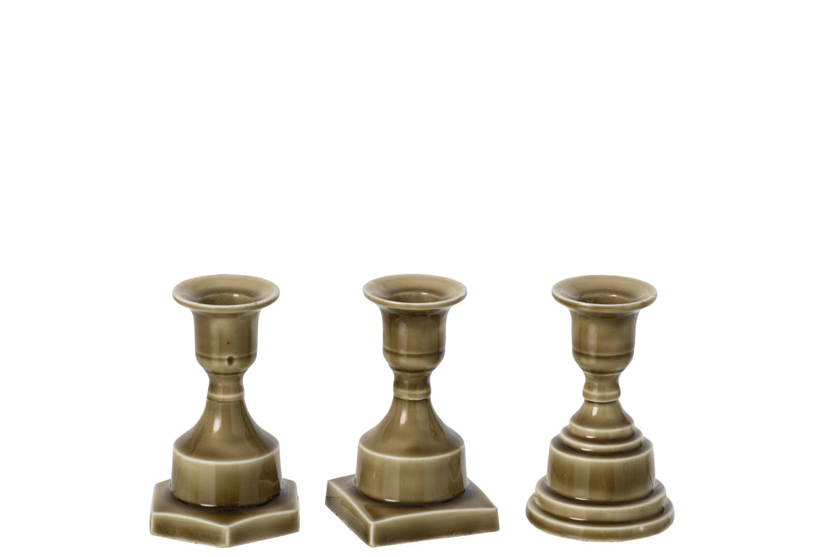 Kaarshouder Aluminium Olijfgroen Assortiment Van 3