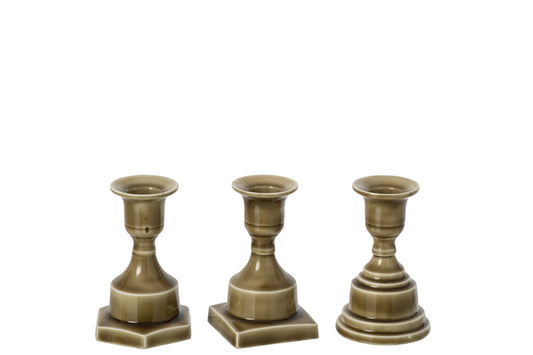 Kaarshouder Aluminium Olijfgroen Assortiment Van 3