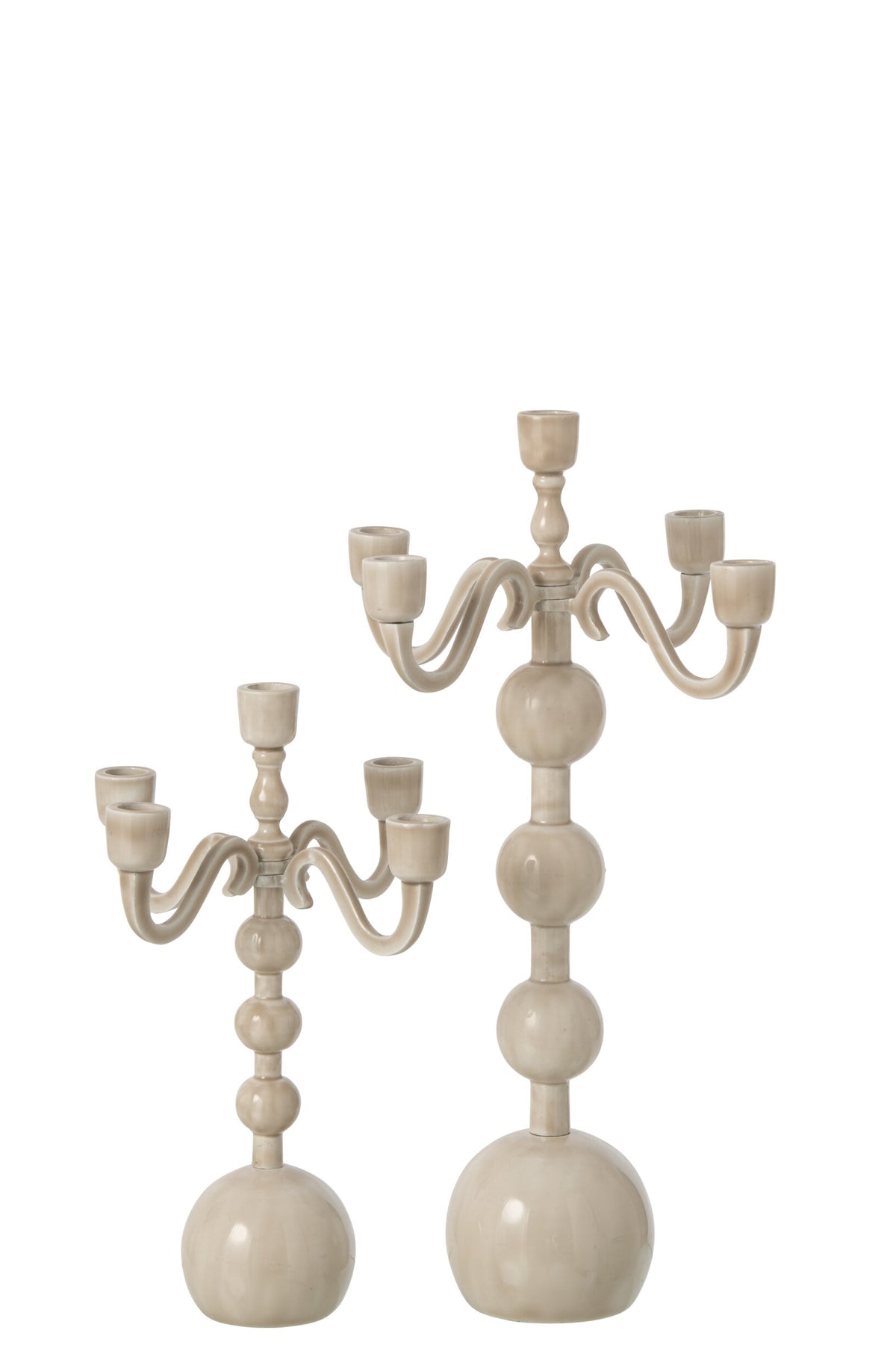 Kaarshouder 5 Arms Ball Aluminium Lichtbeige Large