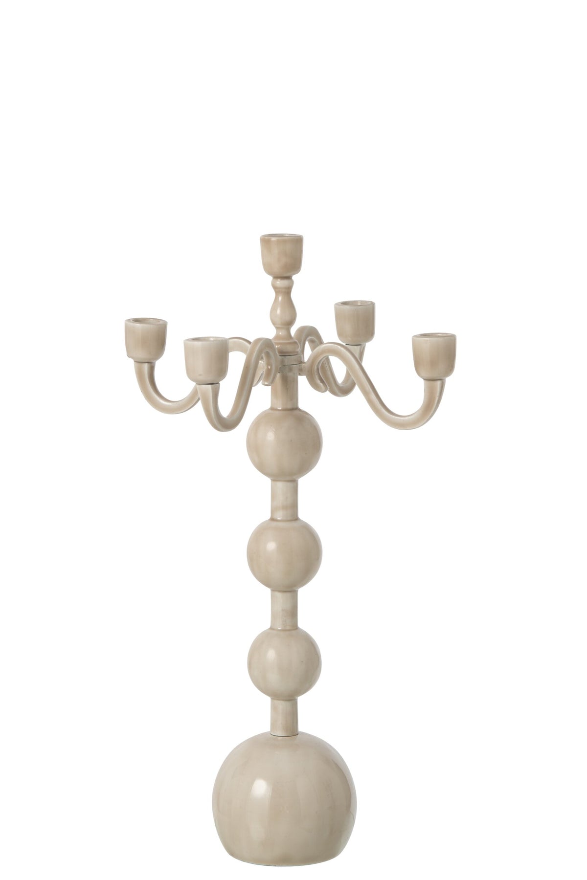 Kaarshouder 5 Arms Ball Aluminium Lichtbeige Large