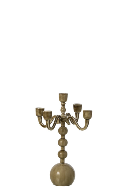 Kaarshouder 5 Arms Ball Aluminium Olijfgroen