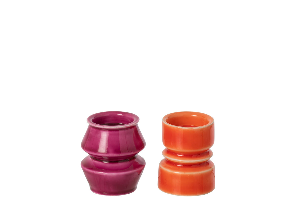Kaarshouder Ijzer Oranje/Fuchsia Assortiment Van 2