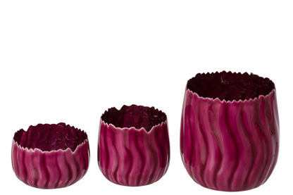Set Van 3 Theelichthouder Ijzer Fuchsia