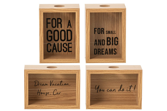 Piggy Bank MDF Natural/Black Assortment Of 4