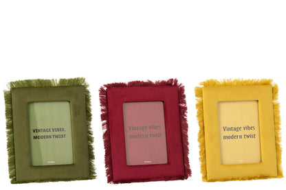 MDF photo frame with multicolored fringes, assortment of 3