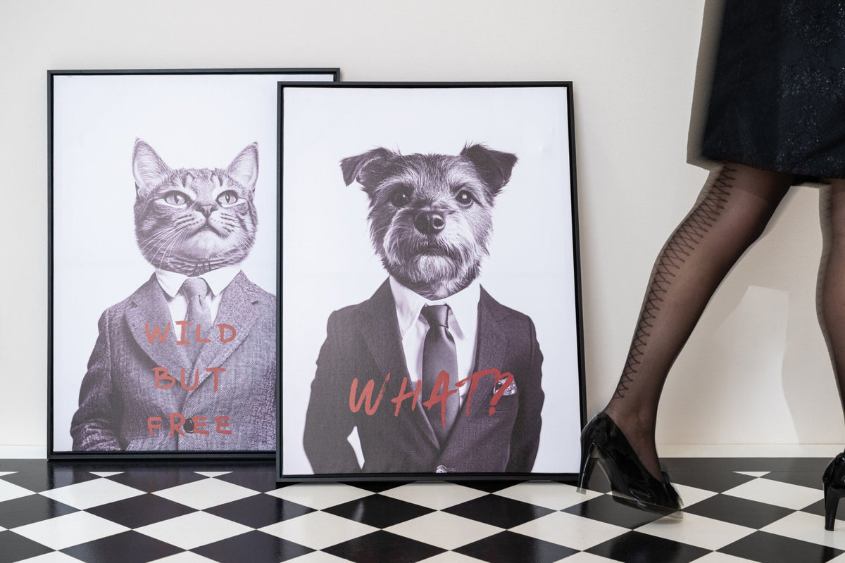 Poster Suit MDF Black/Burgundy Assortment Of 2