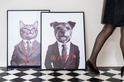 Poster Suit MDF Black/Burgundy Assortment Of 2