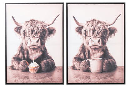 Poster Cow MDF Brown Assortment Of 2