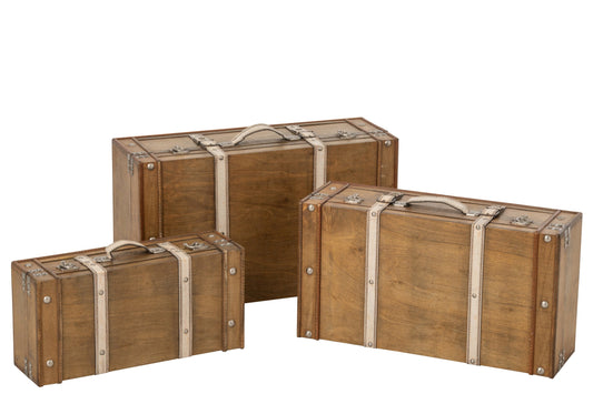 Set van 3 doos antiek MDF bruin