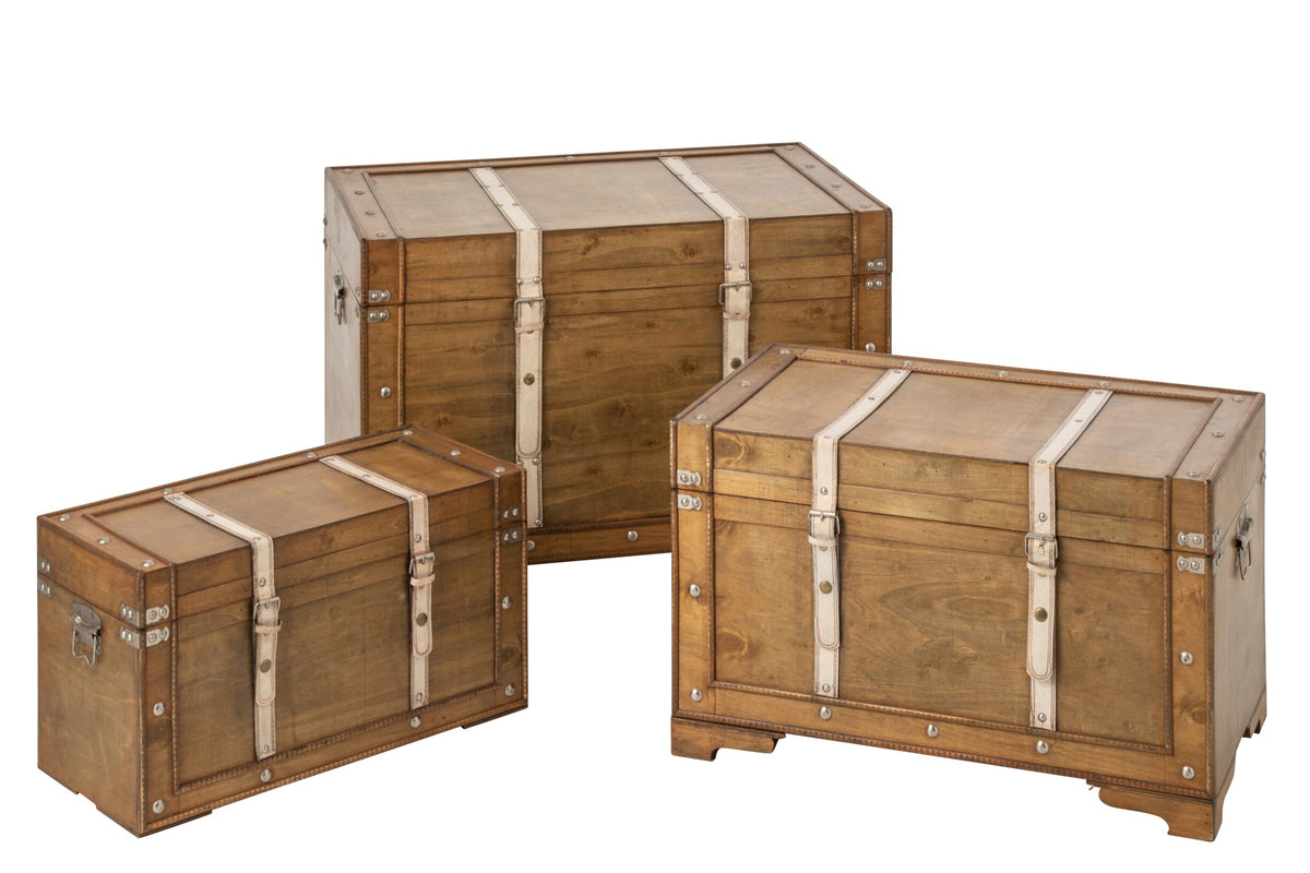 Set van 3 koffer antiek MDF bruin