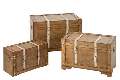 Set van 3 koffer antiek MDF bruin