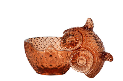 Jar Decorative Owl Glass Brown