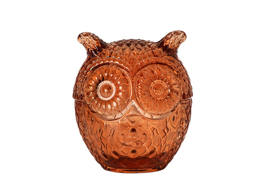 Jar Decorative Owl Glass Brown