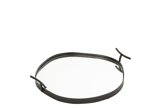 Petit plateau miroir en fer noir