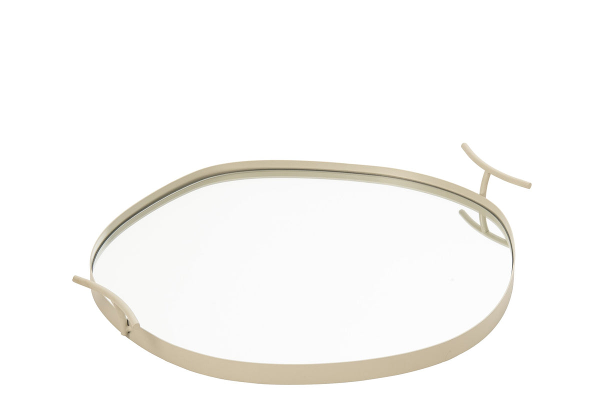 Grand plateau miroir en fer blanc