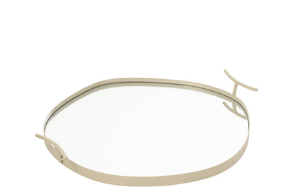 Grand plateau miroir en fer blanc