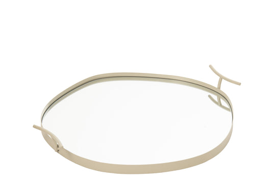 Grand plateau miroir en fer blanc